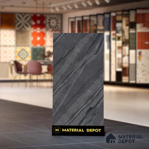 Marble Floor & Wall Tile TL 07646 C Sandstone Charcoal 4 ft x 2 ft Glue Matte Finish Vitrified Tile - 9 mm | Suitable for Living Room, Bedroom & Bathroom