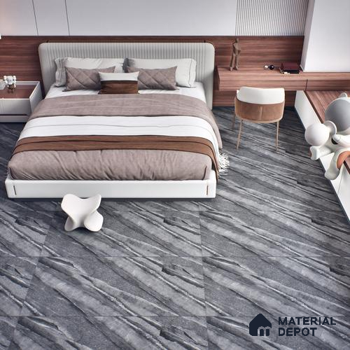 Marble Floor & Wall Tile TL 07646 C Sandstone Charcoal 4 ft x 2 ft Glue Matte Finish Vitrified Tile - 9 mm | Suitable for Living Room, Bedroom & Bathroom