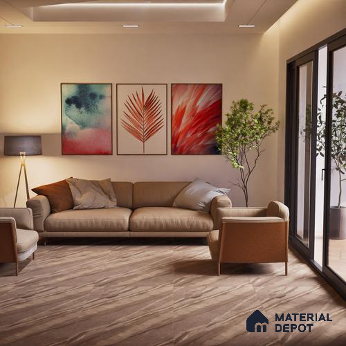 Marble Floor & Wall Tile TL 07646 Sandstone Mushroom 4 ft x 2 ft Glue Matte Finish Vitrified Tile - 9 mm | Suitable for Living Room, Bedroom & Bathroom