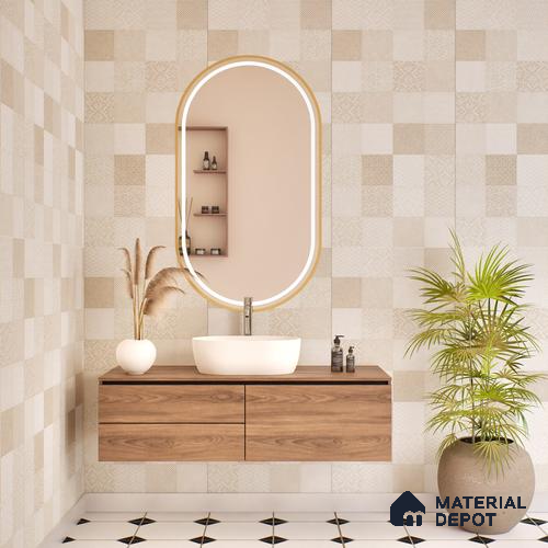 Moroccan Wall Tile TL 07491 Square Decor 4 ft x 2 ft Carving Matte Finish Vitrified Tile - 9 mm | Suitable for Living Room, Bedroom & Bathroom