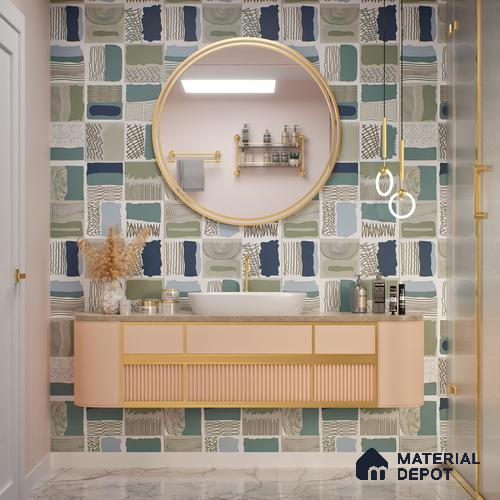 Highlighter Wall Tile TL 07489 B Decor Art Aqua 4 ft x 2 ft Carving Matte Finish Vitrified Tile - 9 mm | Suitable for Living Room, Bedroom & Bathroom