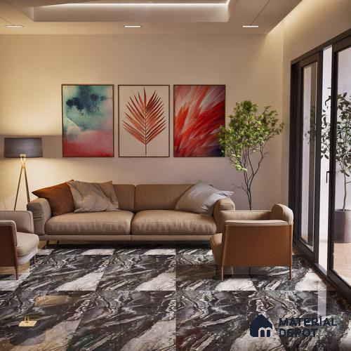 Marble Look Floor,Wall Tile TL 07692 Frappuchino Natural 4 ft x 2 ft Vitrified High Gloss Finish - 9 mm | Suitable for Living Room, Bedroom & Bathroom | Iamge 06