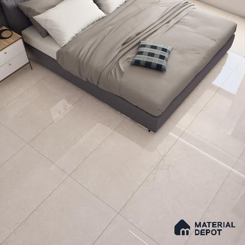 Cream Marble Floor & Wall Tile TL 07462 Gravier Royal Perlac Crema 4 ft x 2 ft Vitrified High Gloss Finish - 9 mm | Random 4 | Suitable for Living Room, Bedroom, Bathroom
