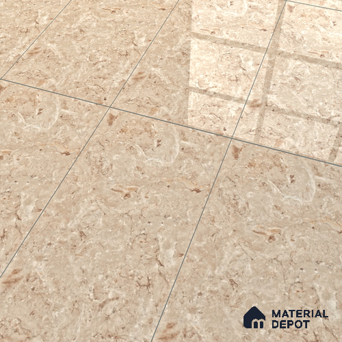 Cream Marble Floor & Wall Tile TL 07461 B Gravier Royal Athos Tortila 4 ft x 2 ft Vitrified High Gloss Finish - 9 mm | Seamless 4 | Suitable for Living Room, Bedroom, Bathroom