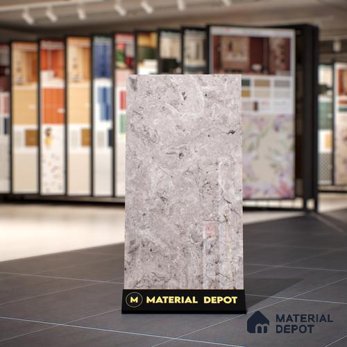 Grey Marble Floor & Wall Tile TL 07461 D Gravier Royal Athos Grey 4 ft x 2 ft Vitrified High Gloss Finish - 9 mm | Seamless 4 | Suitable for Living Room, Bedroom, Bathroom
