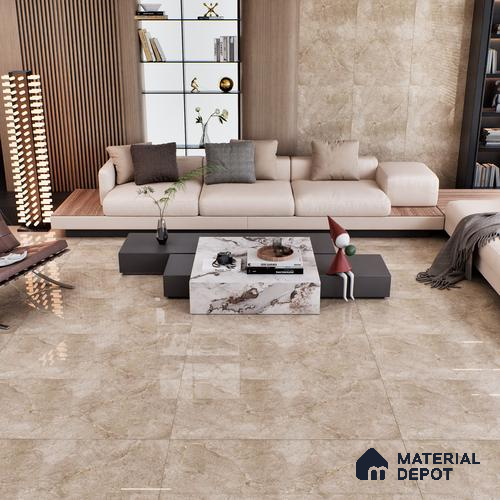 Brown Marble Floor & Wall Tile TL 07455 B Gravier Royal Neptune Brown 4 ft x 2 ft Vitrified High Gloss Finish - 9 mm | Random 6 | Suitable for Living Room, Bedroom, Bathroom