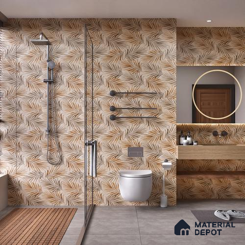 Brown Highlighter Wall Tile TL 07455 C Prestige Royal Neptune Brown Decor 4 ft x 2 ft Vitrified High Gloss Finish - 9 mm |  Suitable for Living Room, Bedroom, Bathroom