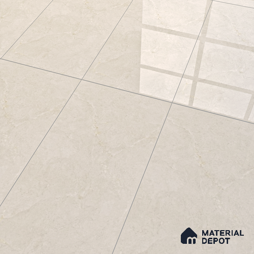 Cream Marble Floor & Wall Tile TL 07455 Gravier Royal Neptune Crema 4 ft x 2 ft Vitrified High Gloss Finish - 9 mm | Random 6 | Suitable for Living Room, Bedroom, Bathroom
