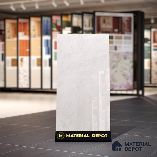 White Marble Floor & Wall Tile TL 07451 Gravier Royal Delray Dove 4 ft x 2 ft Vitrified High Gloss Finish - 9 mm | Seamless 4 | Suitable for Living Room, Bedroom, Bathroom