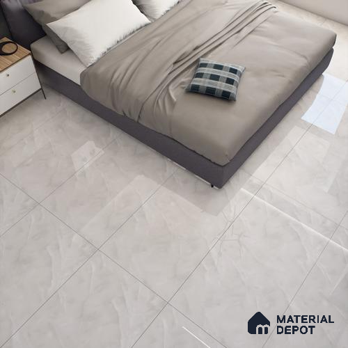 White Marble Floor & Wall Tile TL 07465 Gravier Royal Cerim Onyx Bianco 4 ft x 2 ft Vitrified High Gloss Finish - 9 mm | Seamless 4 | Suitable for Living Room, Bedroom, Bathroom
