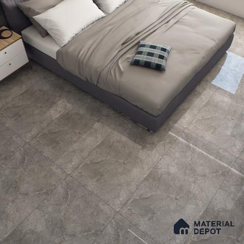 Grey Marble Floor & Wall Tile TL 07456 B Gravier Royal Neptune Grey 4 ft x 2 ft Vitrified High Gloss Finish - 9 mm | Random 6 | Suitable for Living Room, Bedroom, Bathroom