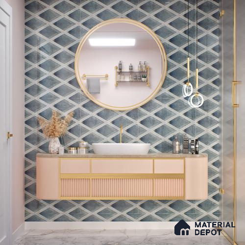 Grey Highlighter Wall Tile TL 07457 C Prestige Royal Sigma Verde Decor 4 ft x 2 ft Vitrified High Gloss Finish - 9 mm |  Suitable for Living Room, Bedroom, Bathroom