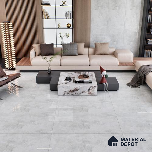 Grey Marble Floor & Wall Tile TL 07457 Gravier Royal Sigma Pista 4 ft x 2 ft Vitrified High Gloss Finish - 9 mm | Seamless 5 | Suitable for Living Room, Bedroom, Bathroom