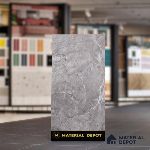 Grey Marble Floor & Wall Tile TL 07463 B Gravier Royal Fermozo Grey 4 ft x 2 ft Vitrified High Gloss Finish - 9 mm | Random 6 | Suitable for Living Room, Bedroom, Bathroom | Image 2