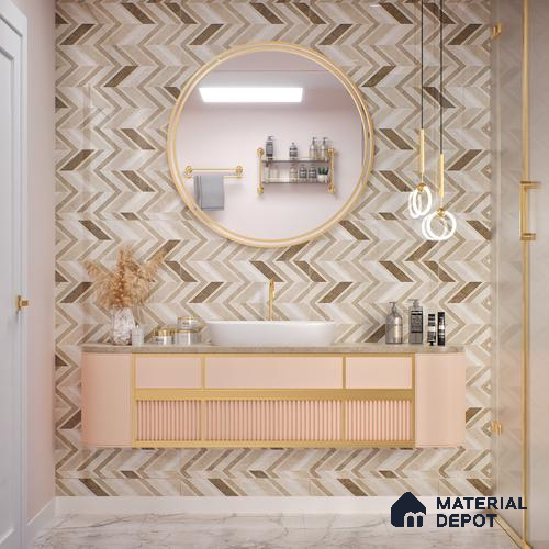 Brown Highlighter Wall Tile TL 07460 C Prestige Royal Sigma Brown Decor 4 ft x 2 ft Vitrified High Gloss Finish - 9 mm |  Suitable for Living Room, Bedroom, Bathroom
