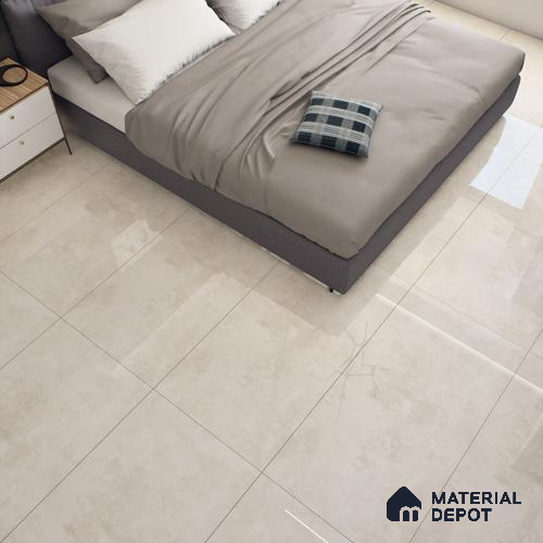 Cream Marble Floor & Wall Tile TL 07460 Gravier Royal Sigma Crema 4 ft x 2 ft Vitrified High Gloss Finish - 9 mm | Seamless 5 | Suitable for Living Room, Bedroom, Bathroom