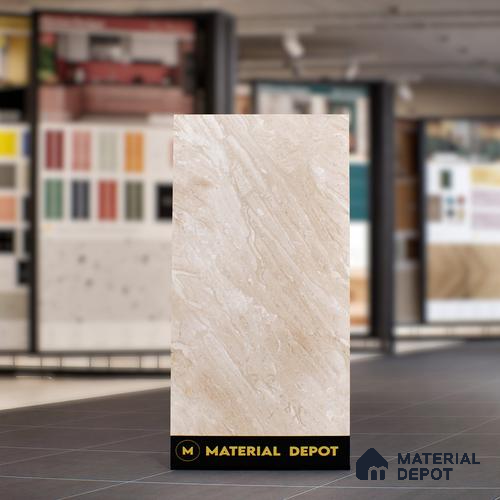 Cream Marble Floor & Wall Tile TL 07466 Gravier Royal Dyna Grand 4 ft x 2 ft Vitrified High Gloss Finish - 9 mm | Seamless 4 | Suitable for Living Room, Bedroom, Bathroom