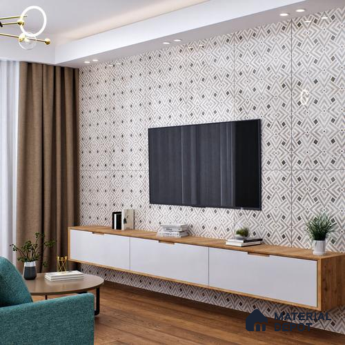 Grey Highlighter Wall Tile TL 07459 C Prestige Royal Sigma Grey Decor 4 ft x 2 ft Vitrified High Gloss Finish - 9 mm | Seamless | Suitable for Living Room, Bedroom, Bathroom