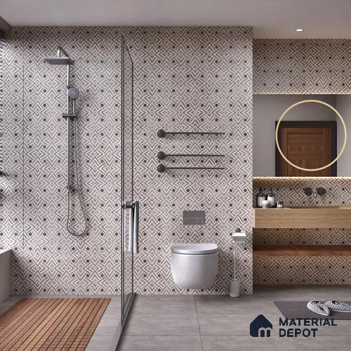 Grey Highlighter Wall Tile TL 07459 C Prestige Royal Sigma Grey Decor 4 ft x 2 ft Vitrified High Gloss Finish - 9 mm | Seamless | Suitable for Living Room, Bedroom, Bathroom