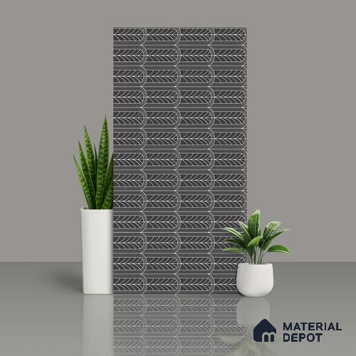 Black Highlighter Wall Tile TL 07441 C Prestige Royal Stonex Nero Zoi Lust 4 ft x 2 ft Vitrified Punch Finish - 9 mm |  Suitable for Living Room, Bedroom, Bathroom
