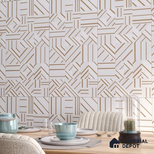 Cream Highlighter Floor & Wall Tile TL 07440 Royal Elemento Tria Metal 4 ft x 2 ft Vitrified Punch Finish - 9 mm | Suitable for Living Room, Bedroom, Bathroom