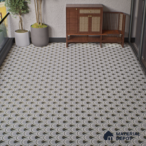 Parking Patterned Floor Tile TL 08201 DC-29 16 inch x 16 inch | Vitrified Anti Skid Matte Finish Heavy Duty Tile - 12 mm | Suitable For High Traffic Areas, Parking, Balcony | Pattern Alignment May Vary | 2-3 mm Spacer is Mandatory