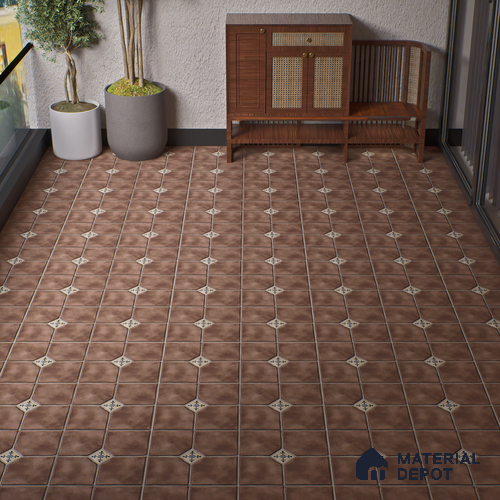 Parking Stone Floor Tile TL 08192 D Castle Moka 16 inch x 16 inch | Vitrified Anti Skid Matte Finish Heavy Duty Tile - 12 mm | Suitable For High Traffic Areas, Parking, Balcony | Pattern Alignment May Vary | 2-3 mm Spacer is Mandatory