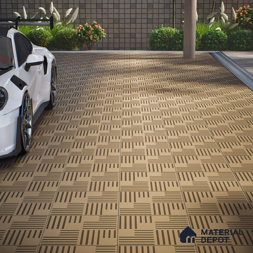 Parking Patterned Floor Tile TL 08200 DC-27 16 inch x 16 inch | Vitrified Anti Skid Matte Finish Heavy Duty Tile - 12 mm | Suitable For High Traffic Areas, Parking, Balcony | Pattern Alignment May Vary | 2-3 mm Spacer is Mandatory
