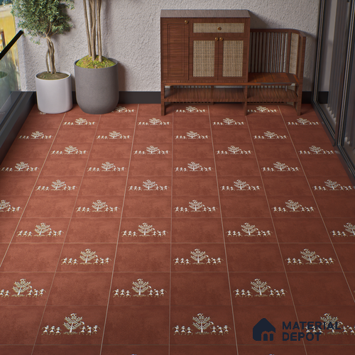 Parking Cement Floor Tile TL 08206 C Kottai Cotto 16 inch x 16 inch | Vitrified Anti Slip Matte Finish Heavy Duty Tile - 12 mm | Suitable For High Traffic Areas, Parking, Balcony | Pattern Alignment May Vary | 2-3 mm Spacer is Mandatory