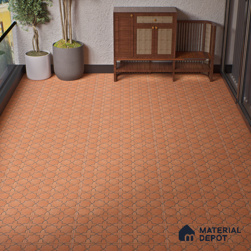 Parking Stone Floor Tile TL 08208 Raven Cotto 16 inch x 16 inch | Vitrified Anti Slip Matte Finish Heavy Duty Tile - 12 mm | Suitable For High Traffic Areas, Parking, Balcony | Pattern Alignment May Vary | 2-3 mm Spacer is Mandatory