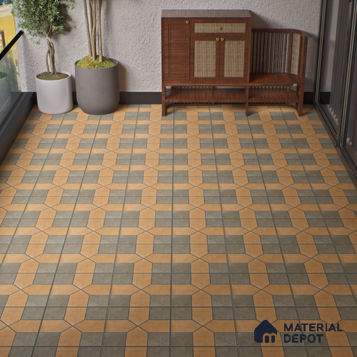 Parking Stone Floor Tile TL 08207 B Indus Olive 16 inch x 16 inch | Vitrified Anti Slip Matte Finish Heavy Duty Tile - 12 mm | Suitable For High Traffic Areas, Parking, Balcony | Pattern Alignment May Vary | 2-3 mm Spacer is Mandatory