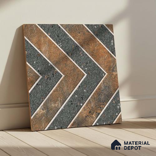 Patterned Look Parking Tile TL 08425  1.6 ft x 1.6 ft Vitrified Matte Finish - 12 mm | Pattern Alignment May Vary | 2-3 mm Spacer is Mandatory
