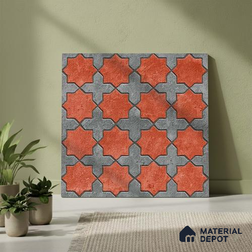 Patterned Look Parking Tile TL 08420 1.6 ft x 1.6 ft Vitrified Matte Finish - 12 mm | Pattern Alignment May Vary | 2-3 mm Spacer is Mandatory