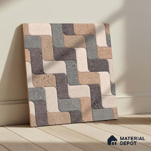 Patterned Look Parking Tile TL 08417  1.6 ft x 1.6 ft Vitrified Matte Finish - 12 mm | Pattern Alignment May Vary | 2-3 mm Spacer is Mandatory