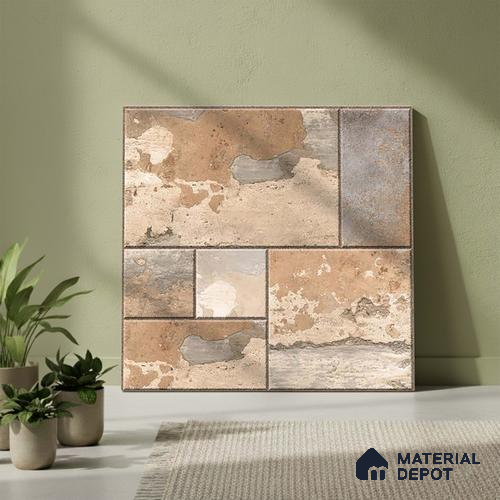 Stone Look Parking Tile TL 08423  1.6 ft x 1.6 ft Vitrified Matte Finish - 12 mm | Pattern Alignment May Vary | 2-3 mm Spacer is Mandatory