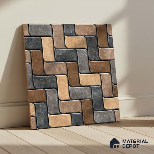 Patterned Look Parking Tile TL 08418  1.6 ft x 1.6 ft Vitrified Matte Finish - 12 mm | Pattern Alignment May Vary | 2-3 mm Spacer is Mandatory