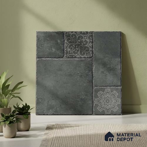 Stone Look Parking Tile TL 08434  1.6 ft x 1.6 ft Vitrified Matte Finish - 12 mm | Pattern Alignment May Vary | 2-3 mm Spacer is Mandatory