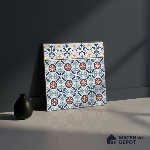 Moroccan Carpet Tile TL 08345 B 61018 B 1 ft x 1 ft Ceramic Matte Finish - 10 mm | Please Expect a Slight Variation of Pattern