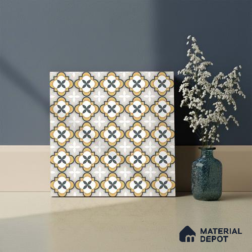 Moroccan Carpet Wall & Floor Tile TL 08346 C 61019 C 1 ft x 1 ft Ceramic Matte Finish - 10 mm | Please Expect a Slight Variation of Pattern