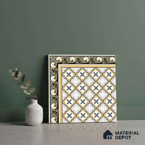 Moroccan Carpet Tile TL 08346 61019 A 1 ft x 1 ft Ceramic Matte Finish - 10 mm | Please Expect a Slight Variation of Pattern