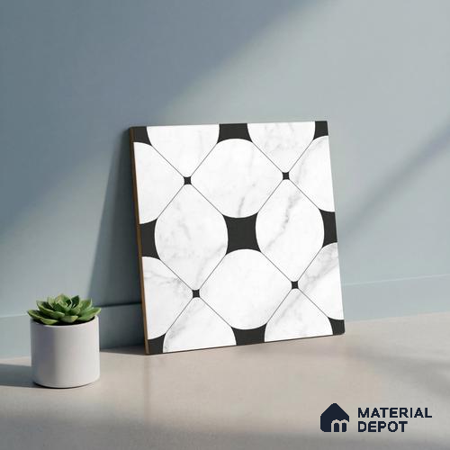 Moroccan Wall & Floor Tile TL 10462 Greybel 1 ft x 1 ft Vitrified Matte Finish - 9.5 mm | Suitable For Living Room, Bedroom, Kitchen | 2 mm Spacer is Mandatory | Please Expect a Slight Variation of Pattern
