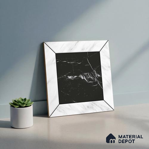 Moroccan Wall & Floor Tile TL 10458 Cubic Black 1 ft x 1 ft Vitrified Matte Finish - 9.5 mm | Suitable For Living Room, Bedroom, Kitchen | 2 mm Spacer is Mandatory | Please Expect a Slight Variation of Pattern