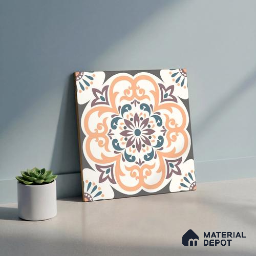 Moroccan Wall & Floor Tile TL 10460 Ergo 1 ft x 1 ft Vitrified Matte Finish - 9.5 mm | Suitable For Living Room, Bedroom, Kitchen | 2 mm Spacer is Mandatory | Please Expect a Slight Variation of Pattern