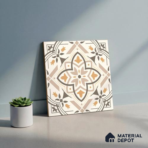 Moroccan Wall & Floor Tile TL 10469 Davis 1 ft x 1 ft Vitrified Glue Granula Matte Finish - 9.5 mm | Suitable For Living Room, Bedroom, Kitchen | 2 mm Spacer is Mandatory | Please Expect a Slight Variation of Pattern