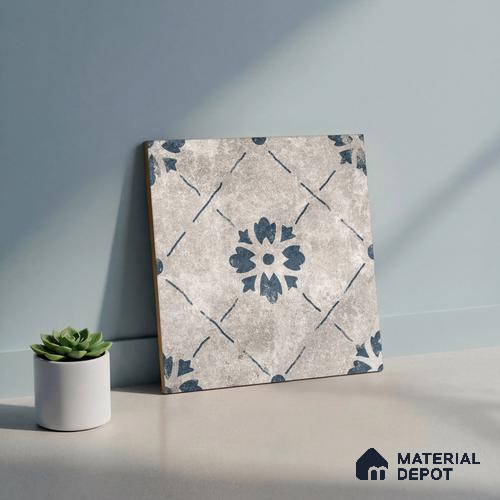 Moroccan Wall & Floor Tile TL 10457 B Bruma Silver 1 ft x 1 ft Vitrified Matte Finish - 9.5 mm | Suitable For Living Room, Bedroom, Kitchen | 2 mm Spacer is Mandatory | Please Expect a Slight Variation of Pattern
