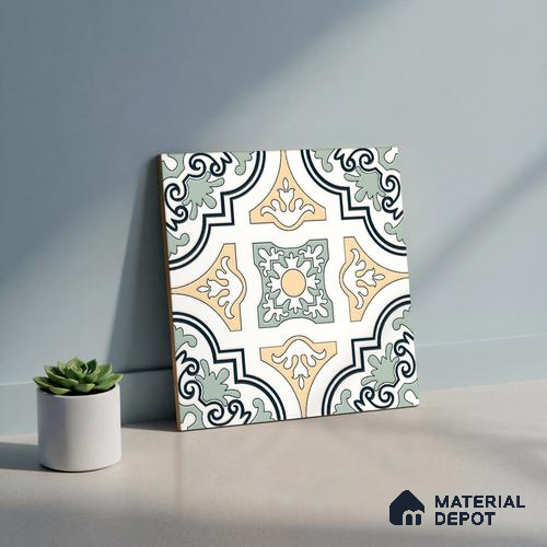 Moroccan Wall & Floor Tile TL 10461 Exotic 1 ft x 1 ft Vitrified Matte Finish - 9.5 mm | Suitable For Living Room, Bedroom, Kitchen | 2 mm Spacer is Mandatory | Please Expect a Slight Variation of Pattern