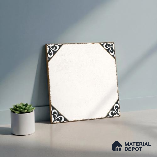 Moroccan Wall & Floor Athangudi Tile TL 10472 B Menta Black 1 ft x 1 ft Vitrified Glue Granula Matte Finish - 9.5 mm | Suitable For Living Room, Bedroom, Kitchen | 2 mm Spacer is Mandatory | Please Expect a Slight Variation of Pattern