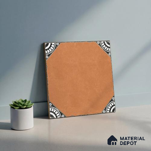 Moroccan Wall & Floor Athangudi Tile TL 10472 C Menta Brown 1 ft x 1 ft Vitrified Glue Granula Matte Finish - 9.5 mm | Suitable For Living Room, Bedroom, Kitchen | 2 mm Spacer is Mandatory | Please Expect a Slight Variation of Pattern