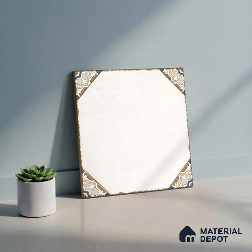 Moroccan Wall & Floor Athangudi Tile TL 10472 Menta Beige 1 ft x 1 ft Vitrified Glue Granula Matte Finish - 9.5 mm | Suitable For Living Room, Bedroom, Kitchen | 2 mm Spacer is Mandatory | Please Expect a Slight Variation of Pattern