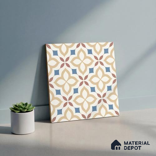 Moroccan Wall & Floor Tile TL 10474 Tribeса 1 ft x 1 ft Vitrified Glue Granula Matte Finish - 9.5 mm | Suitable For Living Room, Bedroom, Kitchen | 2 mm Spacer is Mandatory | Please Expect a Slight Variation of Pattern